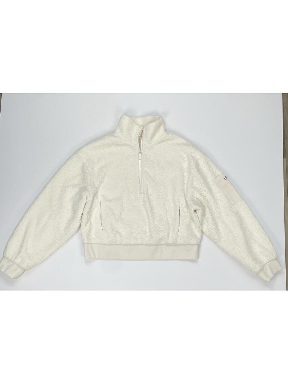 ALO Micro Sherpa Solstice 1/2 Zip Pullover Ivory Women's Small - Picture 4 of 11